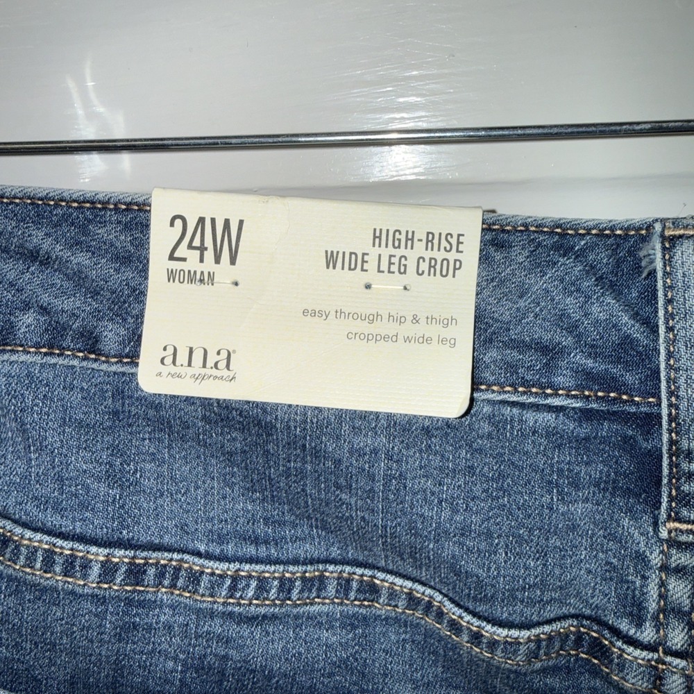High Rise Jeans Wide Leg Crop Womens 24W Button Fly a.n.a Brand - Picture 5 of 12
